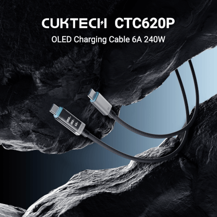 สายชาร์จ CUKTECH CTC620P สีดำ 6A 240W สายชาร์จมีจอ USB-C TO USB-C รองรับชาร์จเร็ว PD3.1_1